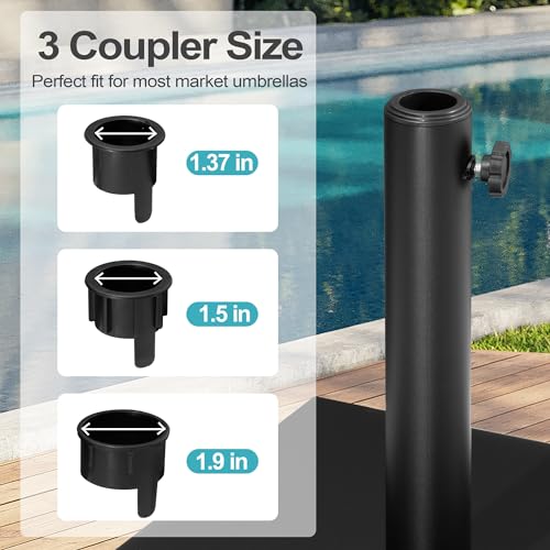 43lb Patio Umbrella Base Stand, Outdoor Square Concrete Stand Heavy Duty Market Umbrella Pole Holder, Black - Image 5