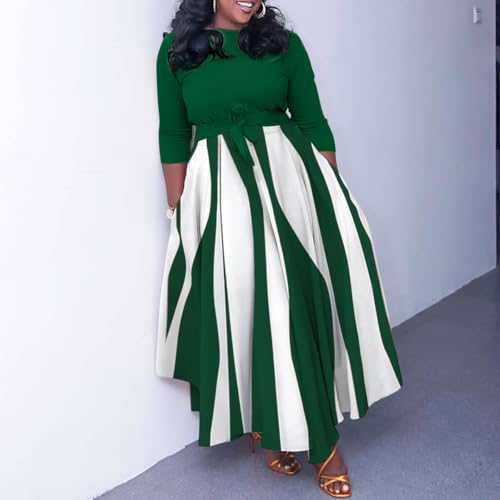 Image of BFFBABY Casual Dress Plus Size Formal A Line Dresses for Women Fall Long Dresses with Sleeve Casual Belted