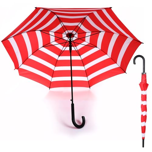 Sunnymove 33\" Small Umbrella Mini Red and White Parasol Halloween Cartoon Umbrella Cosplay Windproof for Rain Windproof Men and Women