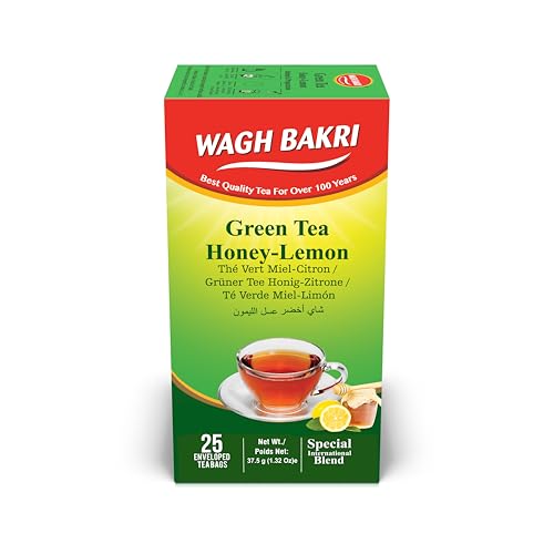 Image of Wagh Bakri Green Honey Lemon, 25 Tea Bags (Pack Of 2) - Green, 45 G