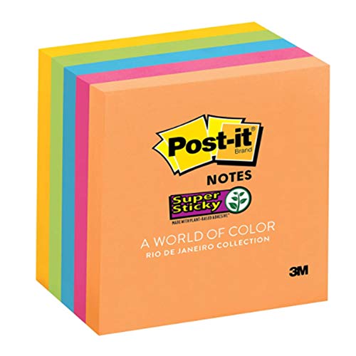 Image of 3M Post-it Sticky Note Cube, 200 Sheets, 3 inch x 3 inch Size & Dry Erase Writing Surface, Pack of 2 & Super Sticky Notes, 90 Sheets /Pad