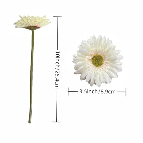 Dsforg 10Pcs Artificial Daisy Artificial Flowers Gerbera Daisy Silk Flowers Faux Daisy Faux Flower For Party Home Kitchen Garden Wedding Decor( Cream White) #TOP2