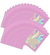 100 Pieces Smell Proof Mylar Bags- Resealable Holographic Packaging Pouch Bag with Clear Window f...