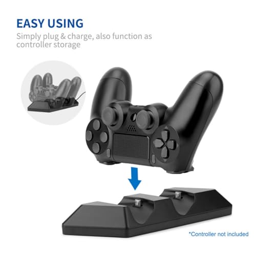 Image of NiTHO PS4 Controller Charger, PS4 Charging Dock Station Compatible with PS4 /PS4 Slim /PS4 Pro Controllers, Fast Dual Charging Station for Playstation 4 Controller - Black