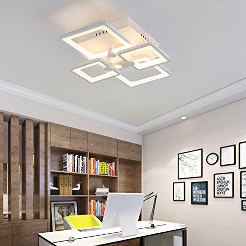 Plafonnier LED dimmable télécommandé 80cm au design moderne de carrés imbriqués - 2