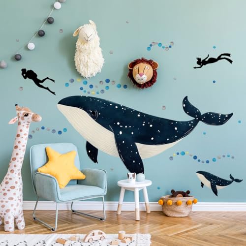 Vinilo Decorativo de Ballena Bajo el Mar para Pared miniatura 6