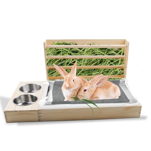 MUYG 3-in-1 Rabbit Hay & Litter Feeder
