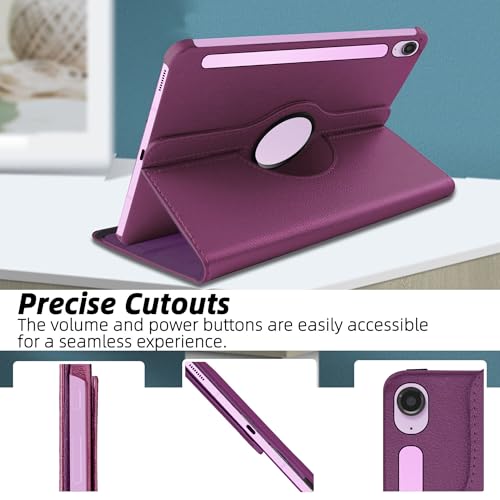 Image of TGK Rotating Cover for Samsung Galaxy Tab S9 FE 10.9 inch Tablet 360 Degree Rotating Leather Flip Case (Purple)