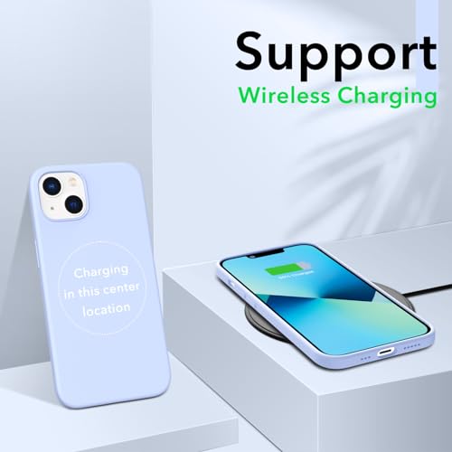 Image of ORNARTO Compatible with iPhone 13 Case 6.1, Slim Liquid Silicone 3 Layers Full Covered Soft Gel Rubber Phone Case Protective Cover 6.1 Inch-Baby Blue