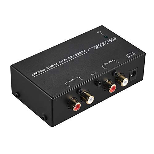 KLOP256 Preamplificador Fono Volumen Salida EDA Preamplificador porttil Ajustable Bajo Ruido con Controles Nivel Tocadiscos Negro Estreo Metal Electrnico Audio domstico(UE)