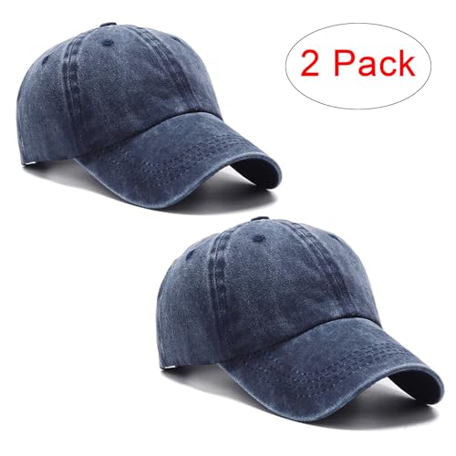 Image of PFFY 2 Packs Vintage Washed Distressed Baseball Cap Golf Dad Hat for Men Women