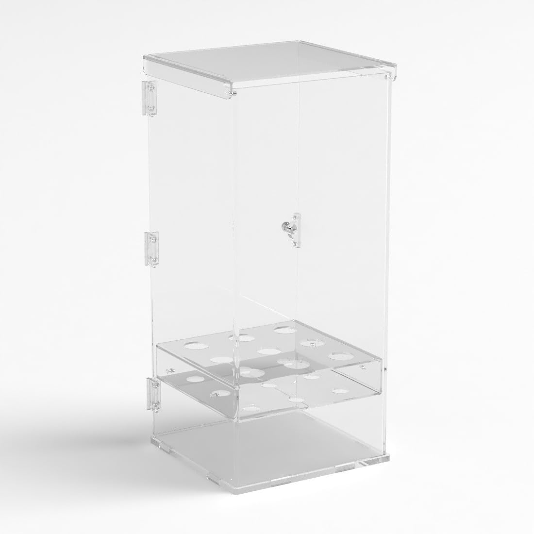 Portaconi gelato in plexiglass trasparente a 9 fori con sportello frontale - Misure: 24x23x H47 cm