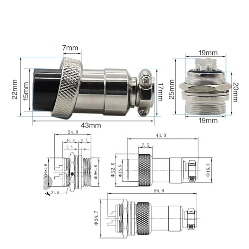 Conector GX20 Aviation Plug 7 Pines miniatura 2