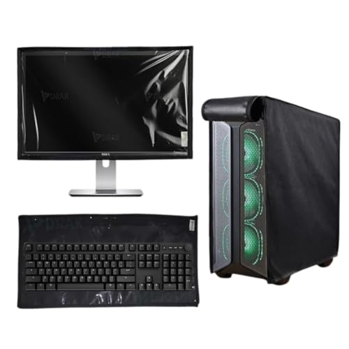 Image of EDRAK Computer Desktop 3 in 1 Dustproof Cover 3 Set Combo 19 INCH Monitor Cpu Keyboard Cover With Zipper(BLACK)