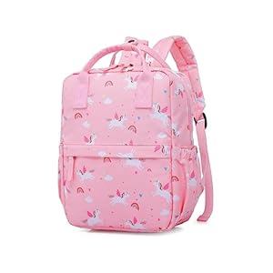 Cute Toddler Preschool Backpack Dinosaur Unicorn School Book Bag for Girls, Boys, Kids, Kindergarten Nursery Travel Bag with Chest Strap(Pink Unicorn)