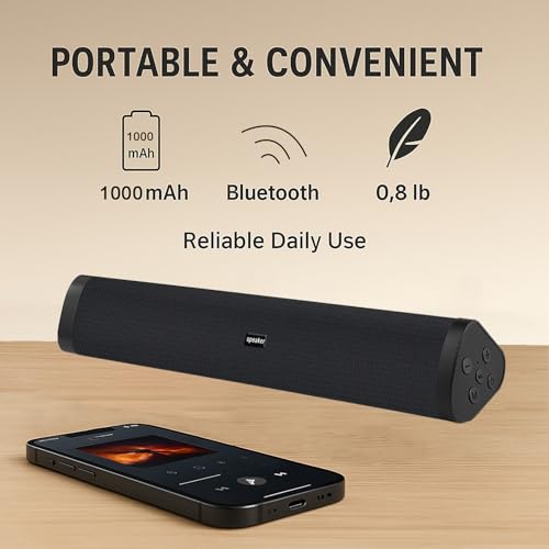 YUIOXDGL Portable Bluetooth Speaker Home Wireless Sound Bar, Home Theater Speaker System Compatible for PC, Laptop, Smartphones (Black) - image 2
