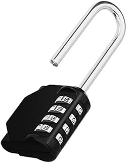 ZHEGE Combination Padlock Long Shackle, 4 Digit Combination Lock Long Shank, Weatherproof Heavy Duty Long Padlock Combination for Lockers, Outdoor Fence, Shed,Garage Hasp (Black)