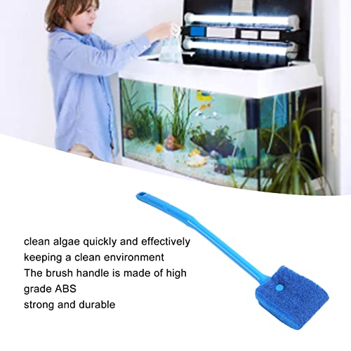 Tnfeeon Raschietto a doppia faccia per acquari, con manico lungo, per acquari di vetro, cucina, 40 cm, colore blu