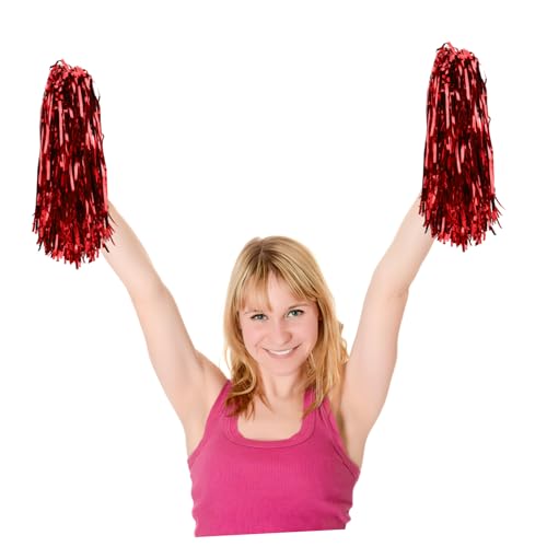 Pompons de cheerleading réutilisables et brillants Gatuida en plastique rouge x24