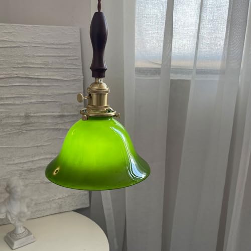 Lustre d'îlot de cuisine en verre français rétro et socle en laiton