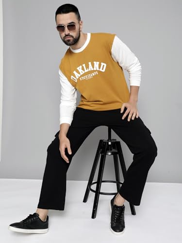 Image of Maniac Mens Printed Round Neck Full Sleeve Cotton Oversized T-Shirt