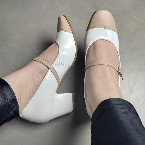 Sapato Conforto Boneca Firezzi Scarpin Salto Médio 239506 Verniz (Branco, BR, Adulto, Numérico, 37)