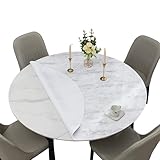 YAHUO PVC製 テーブルクロス テーブルマット デスクマット テーブルカバー 円形 多機能 防水 耐熱 耐久 汚れ防止 デザイン ホワイト きょくき 直径90cm