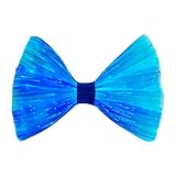 FOPLIT LED Light Up Bow Tie Wireless for Men - Flashing Fiber Optic Bowtie Glow in the Dark for Party Halloween Christmas (Blue fabric)