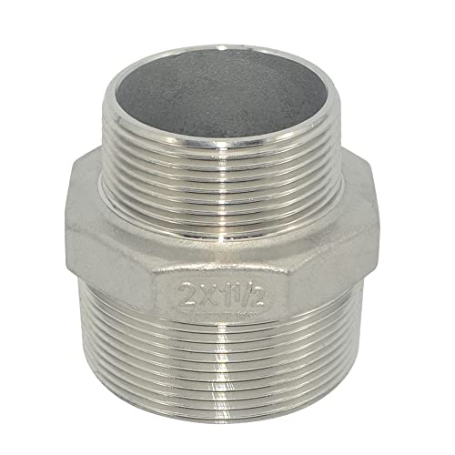 Image of DAN SPEED 1-1 /2 inchx1 /2 inchMale Hex Nipple Threaded Reducer Pipe Fitting Stainless Steel 304 NPT (2 inch*1-1 /2 inch)