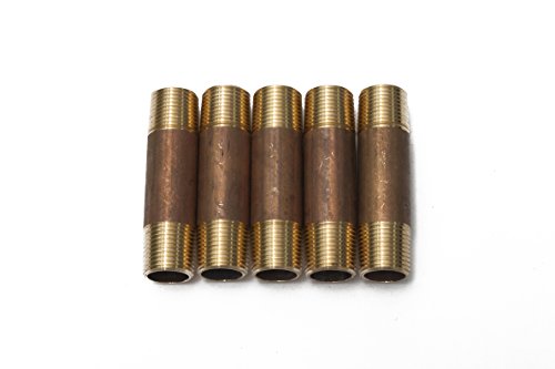 LTWFITTING Brass Pipe 2-1/2" Long Nipple Fitting 3/8 Male NPT Air Water(Pack of 5) LTWFITTING Brass Pipe 2-1/2" Long Nipple Fitting 3/8 Male NPT Air Water(Pack of 5)
