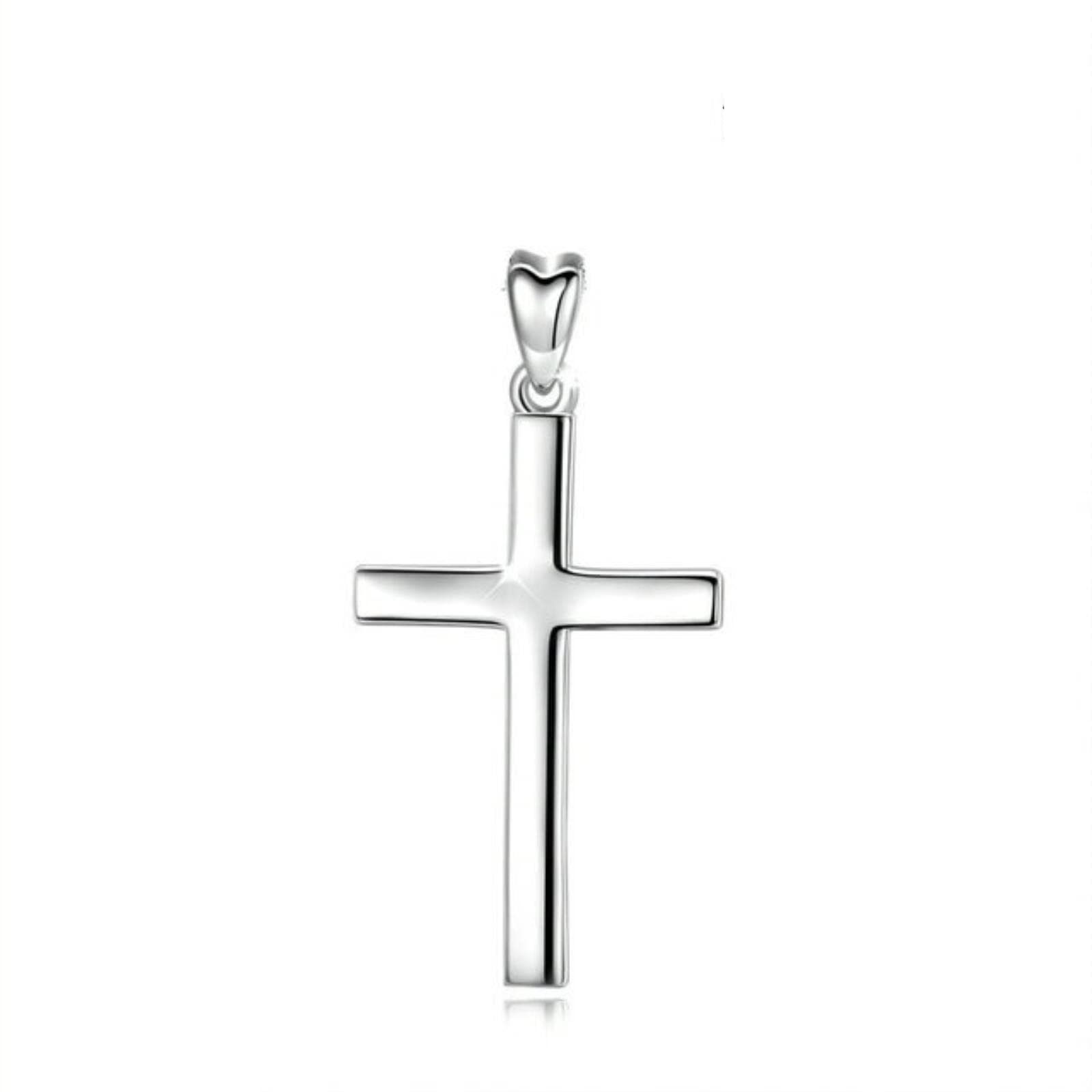 Collar De Cruz Sólida De Plata De Ley 925, Colgante De Cruz Grande, Collares Pequeños Minimalistas, Joyería Delicada