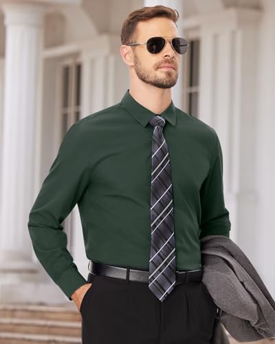 Image of Alimens & Gentle Men's Dress Shirts Long Sleeve Wrinkle Free Stretch Business Casual Wedding Button Down Shirt