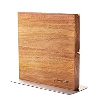 Hanseküche Messerblock - Messerhalter ohne Messer aus Holz Messerbrett (Akazie Braun Metallboden, Doppelseitig)