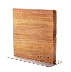 Hanseküche Messerblock - Messerhalter ohne Messer aus Holz Messerbrett (Akazie Braun Metallboden, Doppelseitig)