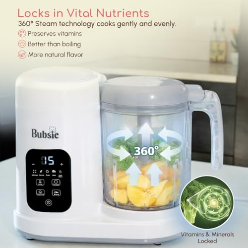 Image of Lil Chef Pro All-in-One Baby Food Processor | Electric Baby Puree Maker, Steamer, Blender, Sterilizer, Warmer & Self-Cleaning Function | Touch Screen BPA-Free 400ml Bowl | 1 Year Warranty