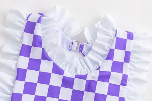 Image of LIZENS Girls One Piece Swimsuit Stylish Ruffled Plaid Swimwear for Kids