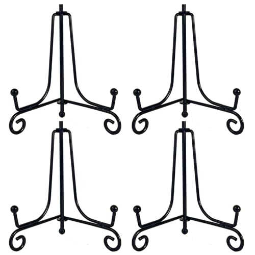4 Piezas Soporte Platos Decorativos de Hierro Negro,soporte para