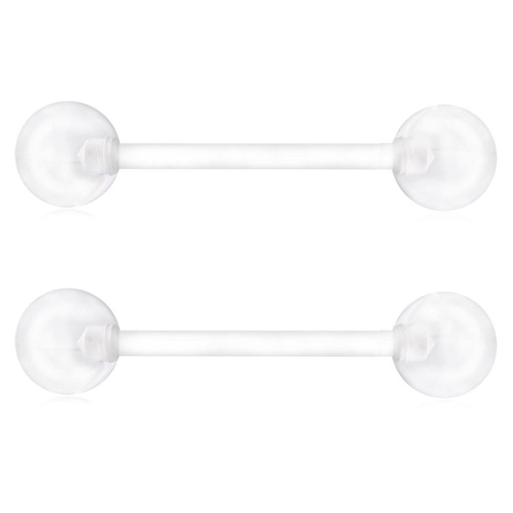 Ruifan 14G 16mm Acrylic Nipple Tongue Barbell Ring Body Piercing Jewelry Retainer 2-6PCS