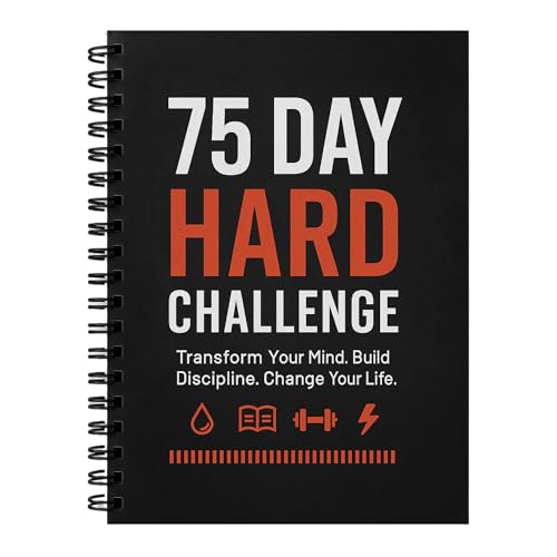 75 Day Hard Challenge Journal for Men or Women with PVC Cover 75 Hard Challenge Book with Daily Weekly Monthly Planner & Wellness Trackers 75 Challenge Planner Tracker for Fitness Habits & Self-Care