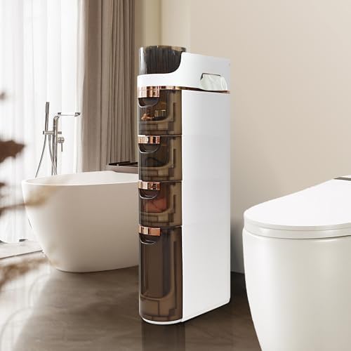 Slim Bathroom Cabinet, Space-Saving Narrow Design, Mobile and No ...