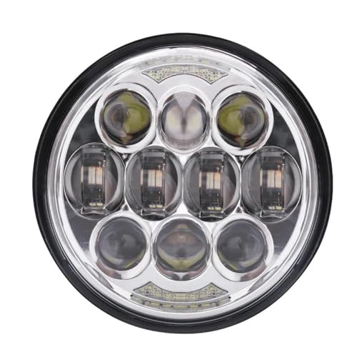Phare LED 5.75 haute puissance 80W argenté avec lentille anti-choc pour moto
