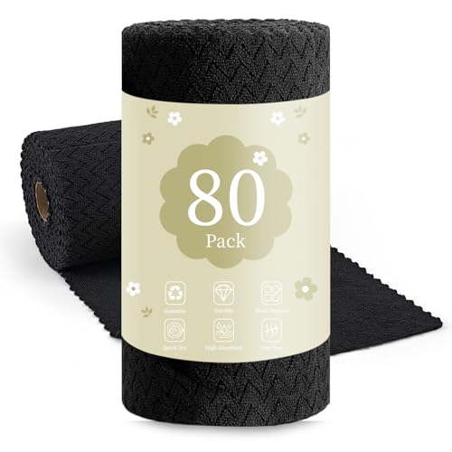 Image of 80 Pack Microfiber Cleaning Cloth Roll Reusable Paper Towels 12 inchx12 inch Tear Away Cloth,Absorbent Dish Rags for House Kitchen,Wash Cloths,Lint Free Rags for Window Cars Cleaning Supplies