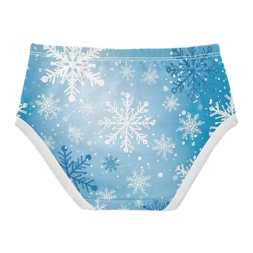 Snowflakes Blue White Toddler Underwear Girls, Cotton Girls Underwear, 2T–8 Years2