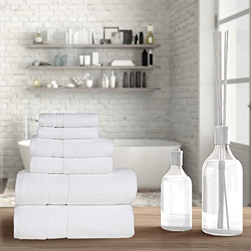Nova Luxury Linen - Hotel Quality Turkish Towel Set For Bathroom (6 Pcs Towel Set, Pure White) #TOP4