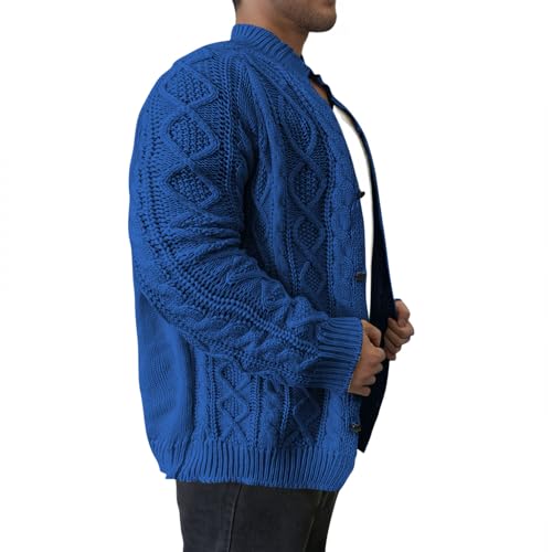 Cambkatl Men's Stand Collar Cable Knit Cardigan Sweater Shawl Collar Long Sleeve Casual Cardigans Warm Thermal Outerwears4