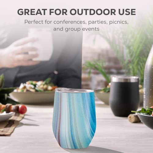 Triple Insulated Wine Tumbler With Lid (4 Pack) 12Oz Stainless Steel Wine Glass Set- Insulated Tumblers Keep Drinks Hot & Cold For Outdoors, Beach, Picnics- Unbreakable Wine Glasses With Bpa Free Lids #TOP6