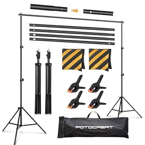 Backdrop Stand Kit 8.5x10ft,Adjustable Photo Video Studio Background Stand Backdrop Support System for Wedding Parties,Birthday, Portrait Photography with 4 Clamps and Carrying Bag