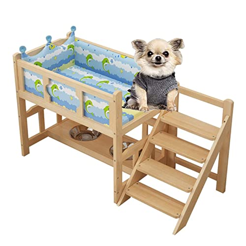 Dog-Bed-2-Layer-Pet-Bed-Wooden-Dog-Bed-Elevated-Dog-Bed-Dog-Furniture-with-Stairs-and-Guardrail-Dog-Bowl-for-Small-Medium-Pet-Wood-Frame-Beds-for-Dogs-Pet-Cat 419NOVGFEAL