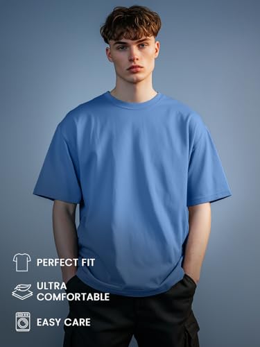 Image of Nobero Men's Oversized Graphic T-Shirt for Men | Soft Cotton | Drop Shoulder Relaxed Fit | Printed Casual Tshirt for Men