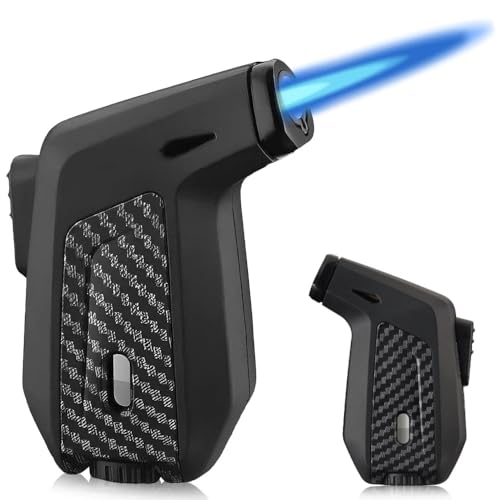 CLIUNT Torch Jet Lighter, Refillable Windproof BBQ Lighter with Visible Window, Safety Switch for Grill, Camping, Kitchen (Butane Not Included)